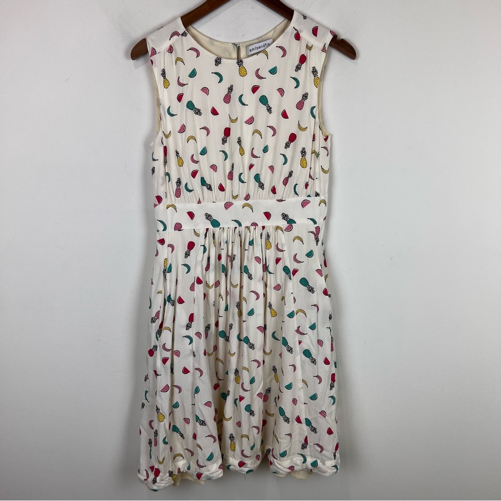 Thoughtful Essentials Cream Fruit-Print Sleeveless Dress